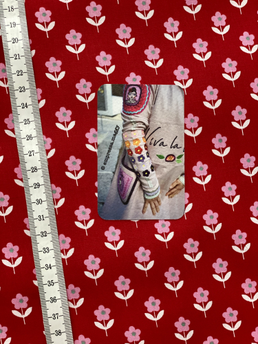 Preview: Baumwolle Fiona Hewitt - POPLIN - RASPBERRY FLOWER - Rot