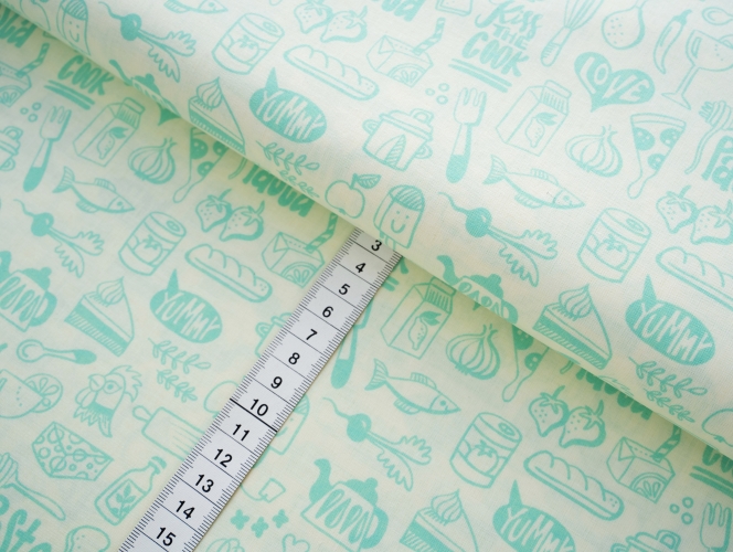 Preview: Organic Baumwolle Druck Hamburger Liebe - In my Kitchen - Menu - Mint