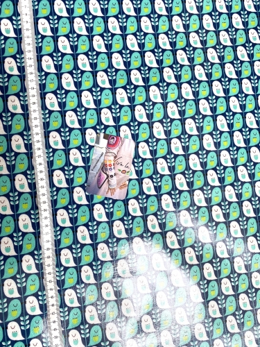 Preview: Mees&Mees für Kokka - Wachstuch - Cute Bird - Mint