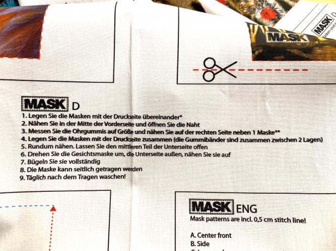 Baumwolle Popeline -  Masken Panel - Print