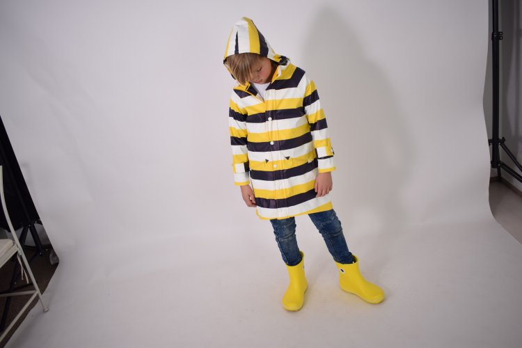 Regenjacke Streifen - Blau/Gelb/Weiß