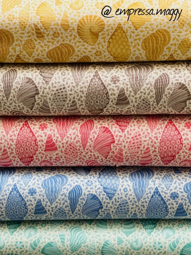 Tilda Patchwork Stoff Baumwolle - Cotton Beach - Beach Shells Blue