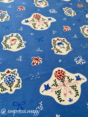 Birch - Jersey - Ballerinas - Blumen - hellblau - Reststück ca. 180 cm