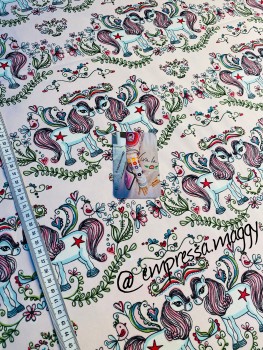 Stoffonkel Jersey Ponies - Rosa - Design by Janeas World - Reststück ca. 100 cm
