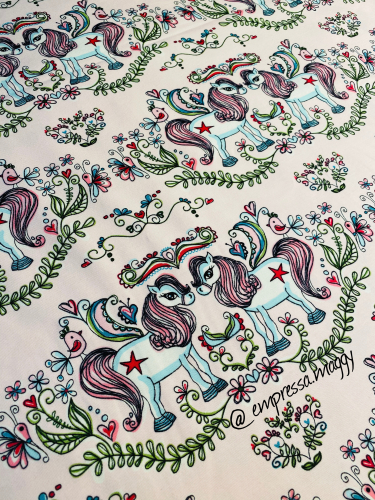 Stoffonkel Jersey Ponies - Rosa - Design by Janeas World - Reststück ca. 100 cm