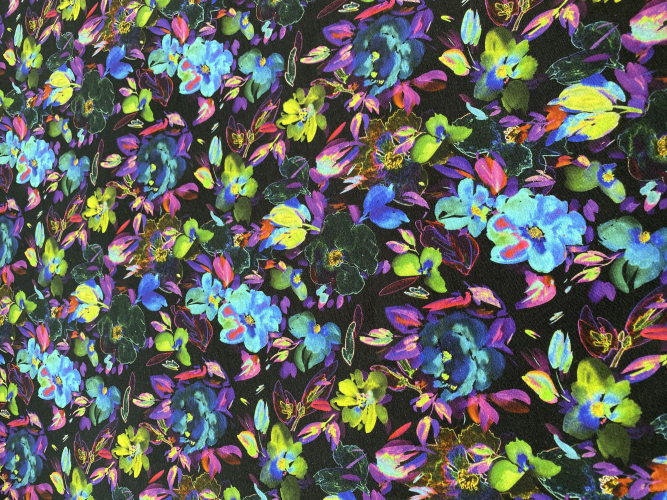 Jersey Digital Flower - Black - Reststück ca. 165 cm