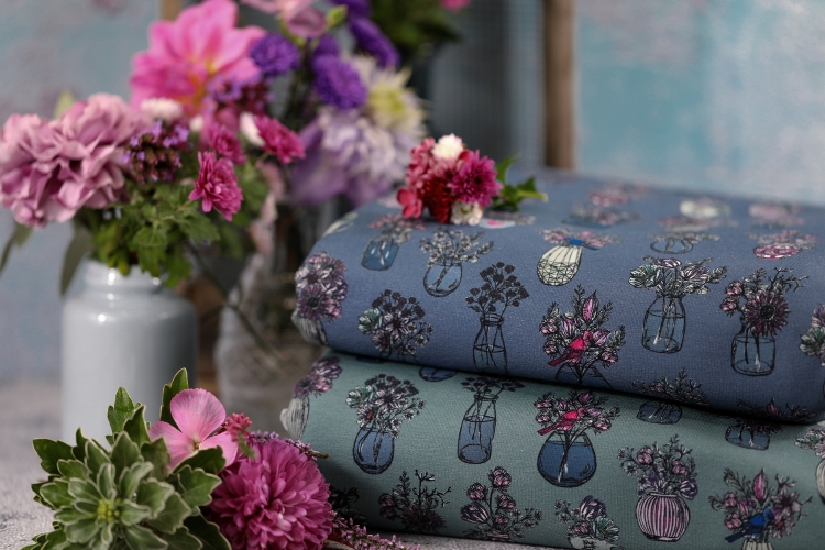 Swafing Sweat - ALL MY FLOWERS BY LILA-LOTTA - Jeansblau