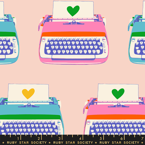 Patchwork Baumwolle - Ruby Star Society - Melody Miller - Best Day Ever - TYPEWRITERS - VINTAGE PINK