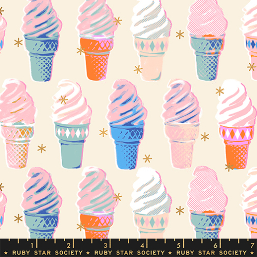 Patchwork Baumwolle - Ruby Star Society - Melody Miller - Best Day Ever - ICE CREAM - NATURAL