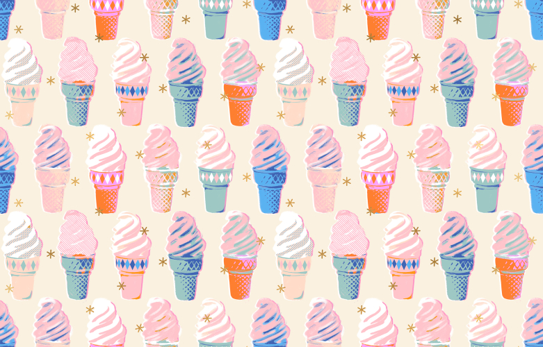 Patchwork Baumwolle - Ruby Star Society - Melody Miller - Best Day Ever - ICE CREAM - NATURAL