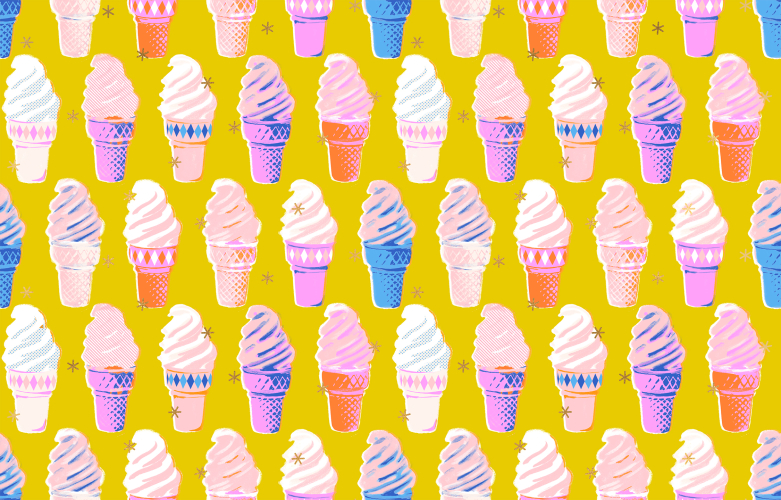 Patchwork Baumwolle - Ruby Star Society - Melody Miller - Best Day Ever - ICE CREAM - GOLDEN HOUR