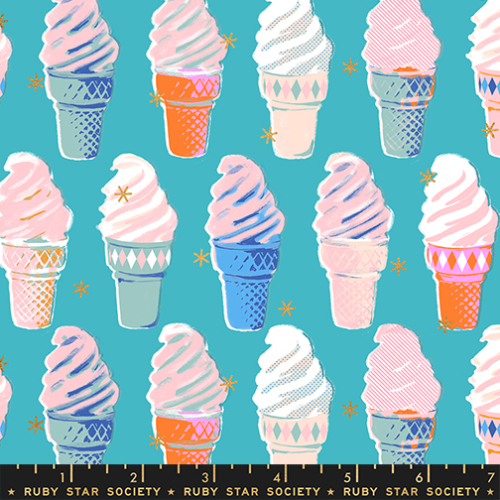 Patchwork Baumwolle - Ruby Star Society - Melody Miller - Best Day Ever - ICE CREAM - DARK TURQUOISE