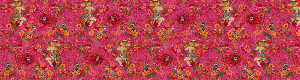 Baumwolle Patchwork - Odile Bailloeul - Land Art 2 - Pilze Pink