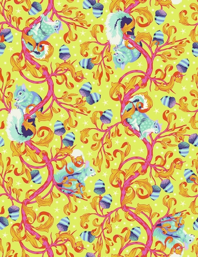 Tula Pink Patchwork Stoff Baumwolle - Tiny Beasts - Oh Nuts Glow