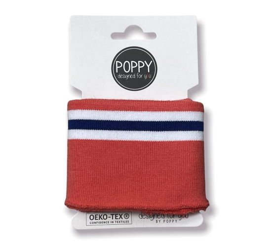 Preview: Bündchen Cuffs - Rot/Blau gestreift