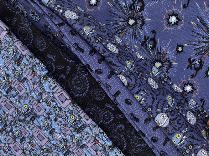 Swafing Baumwolle Webware - Happy Metal by Steinbeck - Schrauben - Reststück ca. 47cm