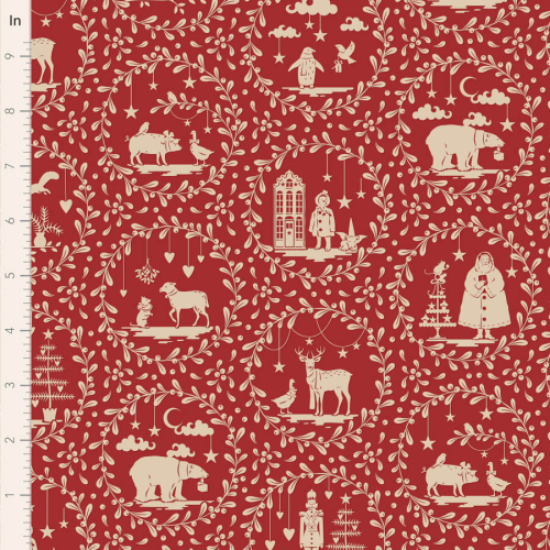 Tilda Patchwork Stoff Baumwolle - Merry Little Christmas - Paperscenes Burgundy