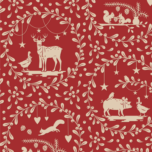 Tilda Patchwork Stoff Baumwolle - Merry Little Christmas - Paperscenes Burgundy