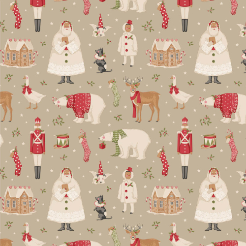 Tilda Patchwork Stoff Baumwolle - Merry Little Christmas - Winterfriends Clay - Reststück ca. 50 cm