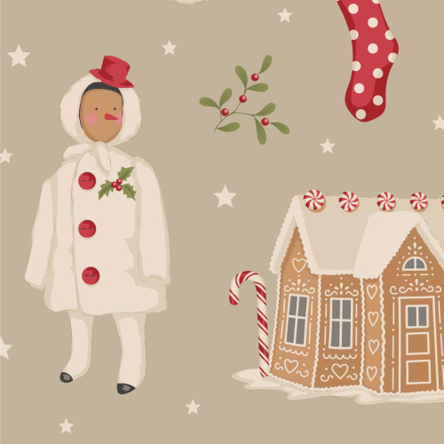 Tilda Patchwork Stoff Baumwolle - Merry Little Christmas - Winterfriends Clay - Reststück ca. 50 cm