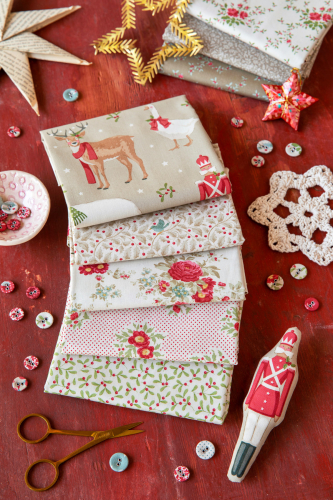 Tilda Patchwork Stoff Baumwolle - Merry Little Christmas - Mistletoe Cream