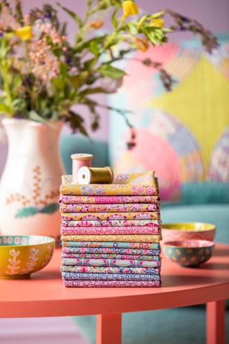 Tilda Patchwork Stoff Baumwolle - Pie in the Sky - Tasselflower-Mustard
