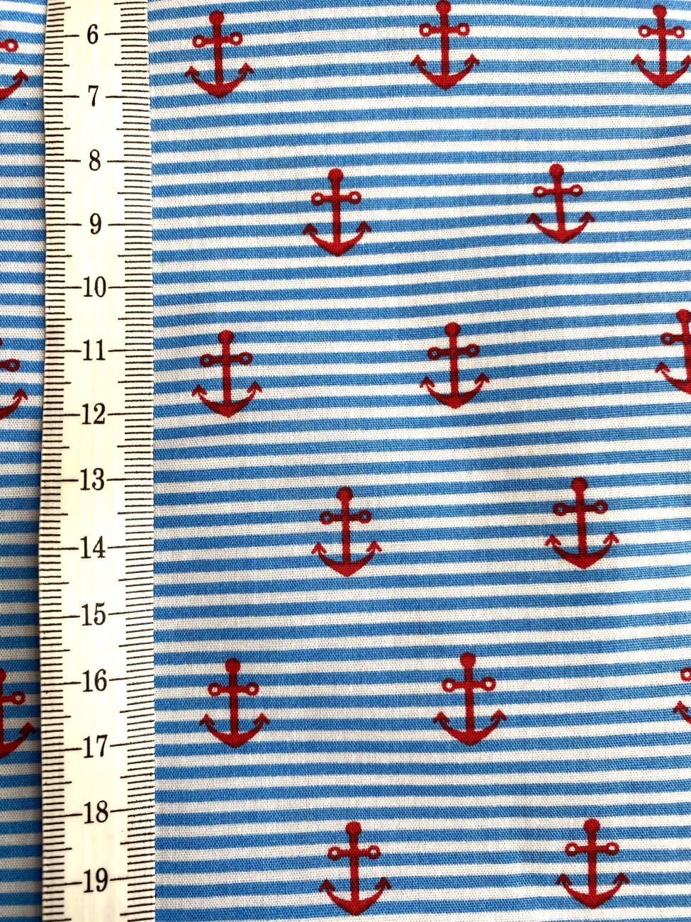 Baumwolle - Rote Anker - Hellblau