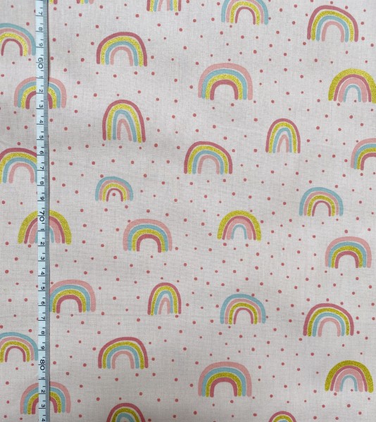 Baumwolle Popeline - Rainbowglitzer - Rosa - Reststück ca. 145 cm