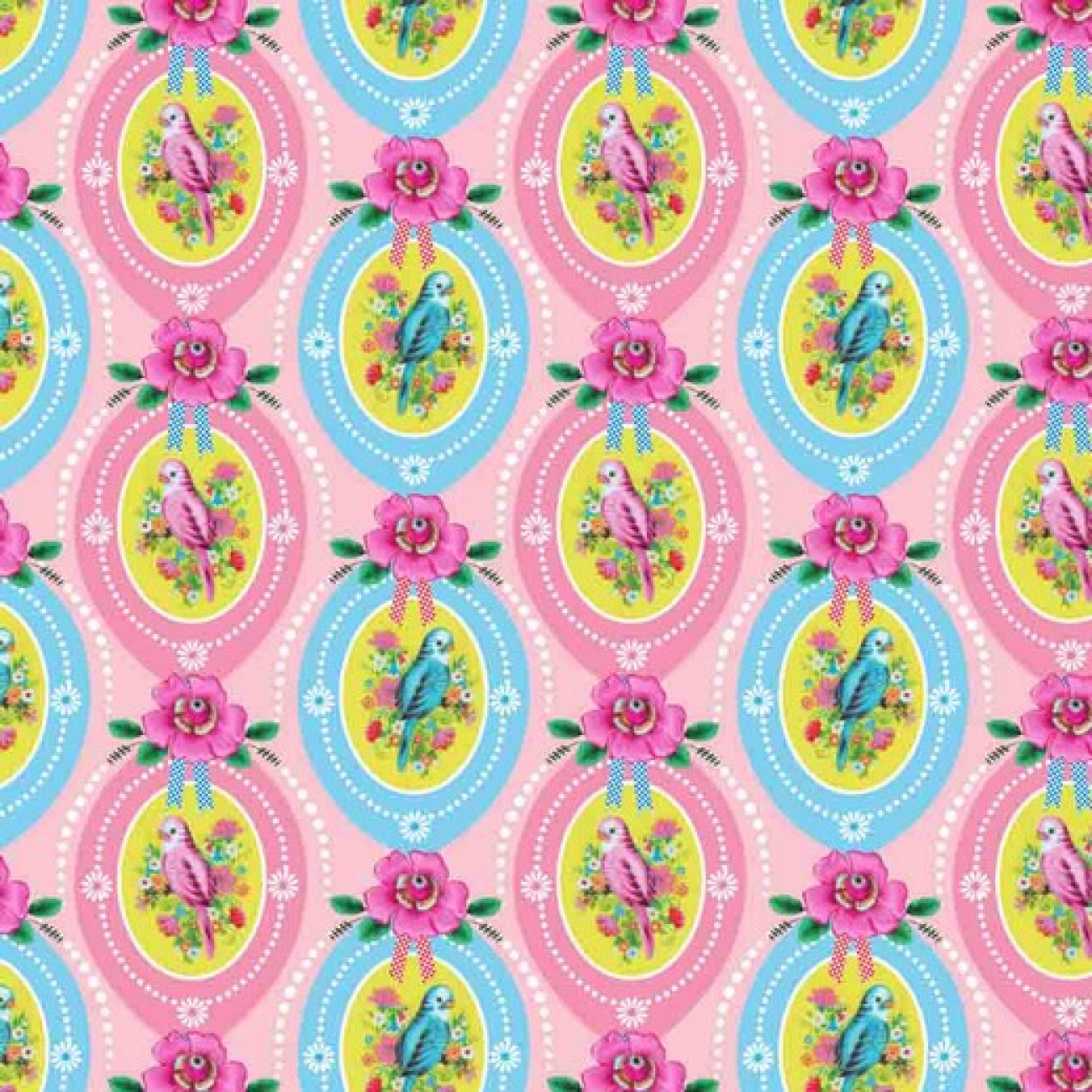 Baumwolle Digital Fiona Hewitt - Candy Bird - Rosa