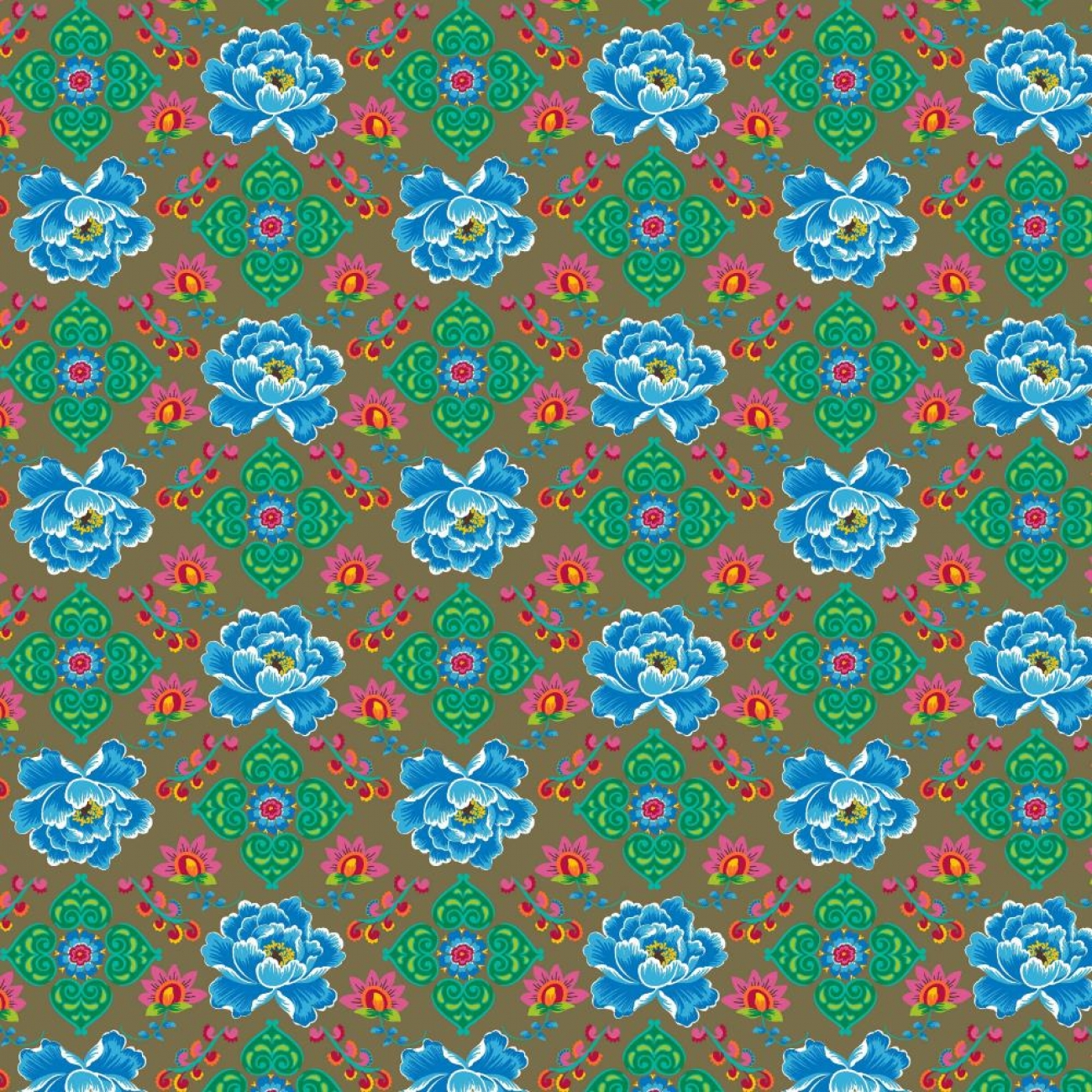 Baumwoll Popeline Peonia Green