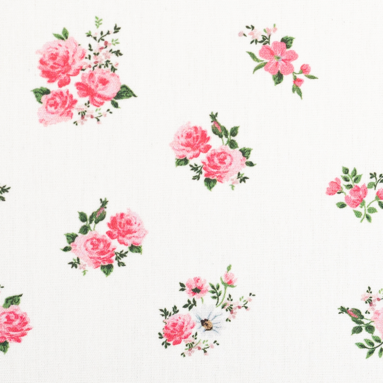 Baumwolle - Rosen - Klein - Weiß
