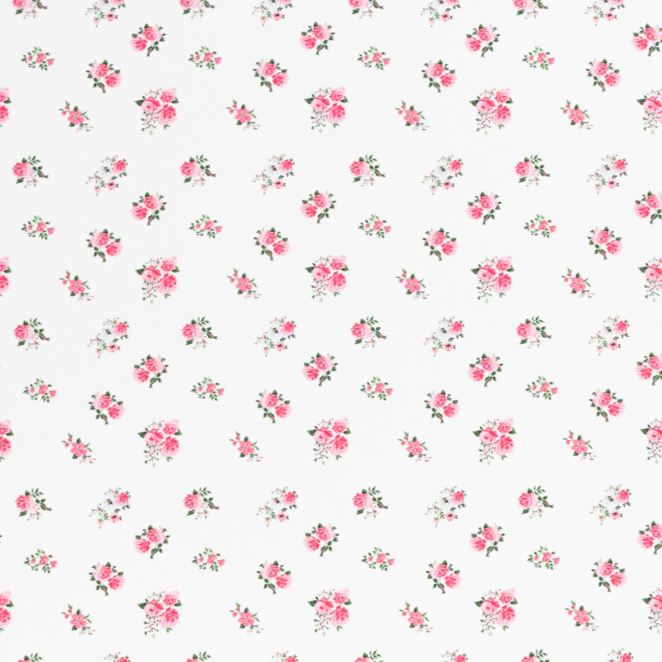 Baumwolle - Rosen - Klein - Weiß