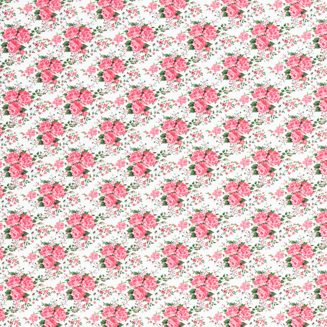 Baumwolle - Rosen - Weiß