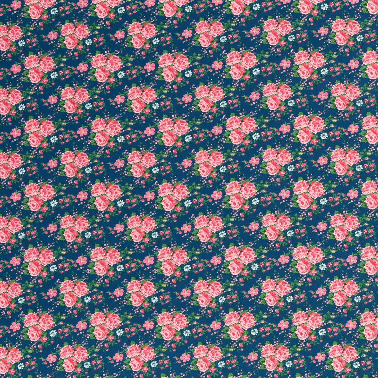 Baumwolle - Rosen - Blau