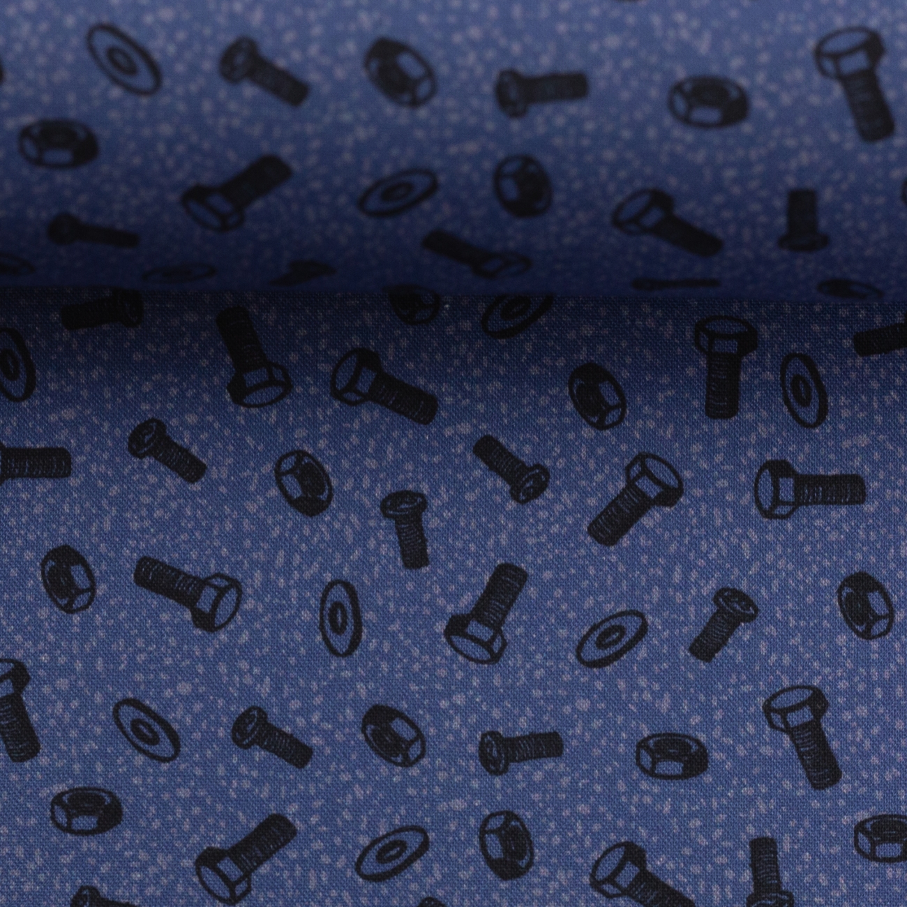 Swafing Baumwolle Webware - Happy Metal by Steinbeck - Schrauben - Reststück ca. 47cm