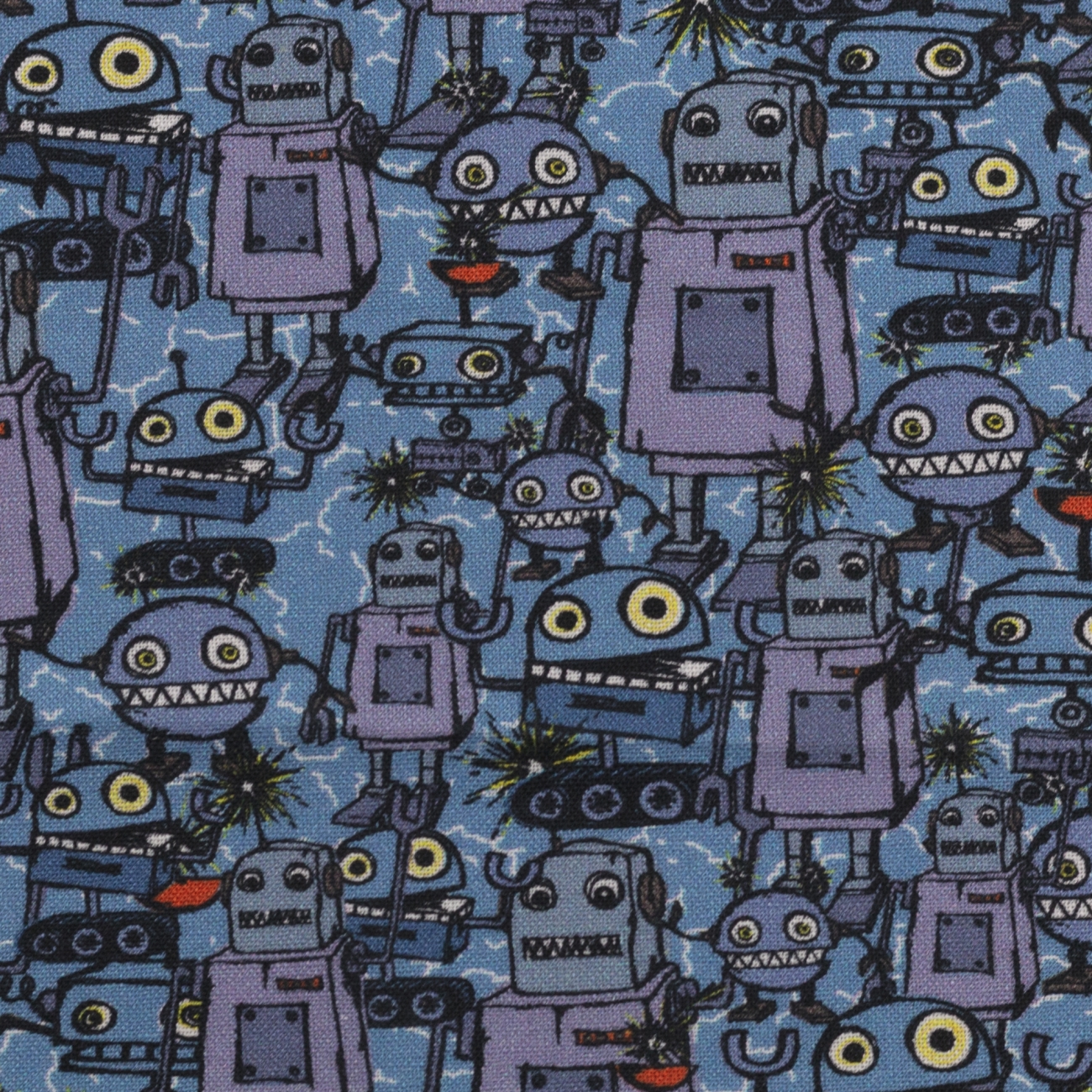 Swafing Baumwolle Webware - Happy Metal by Steinbeck - Roboter