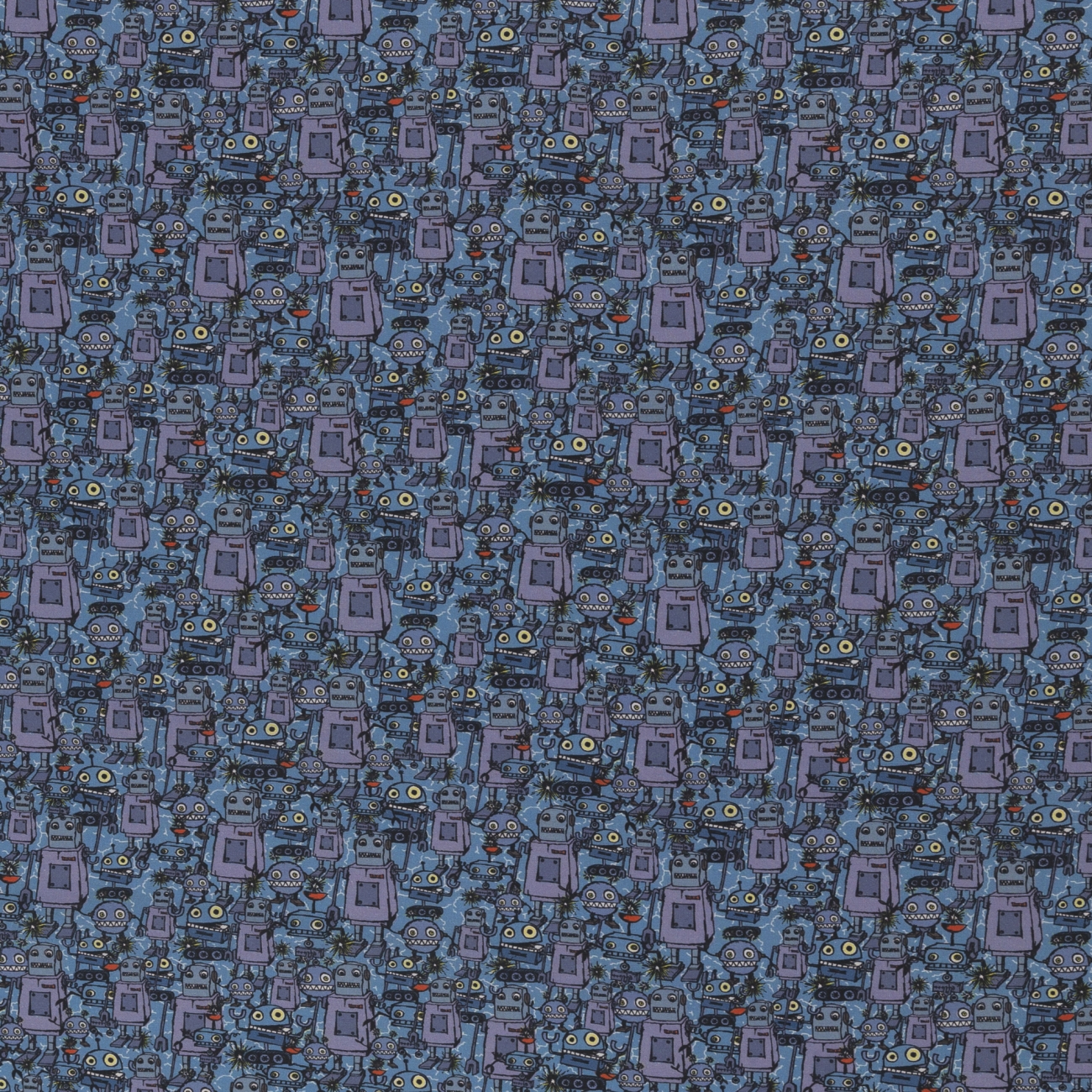 Swafing Baumwolle Webware - Happy Metal by Steinbeck - Roboter