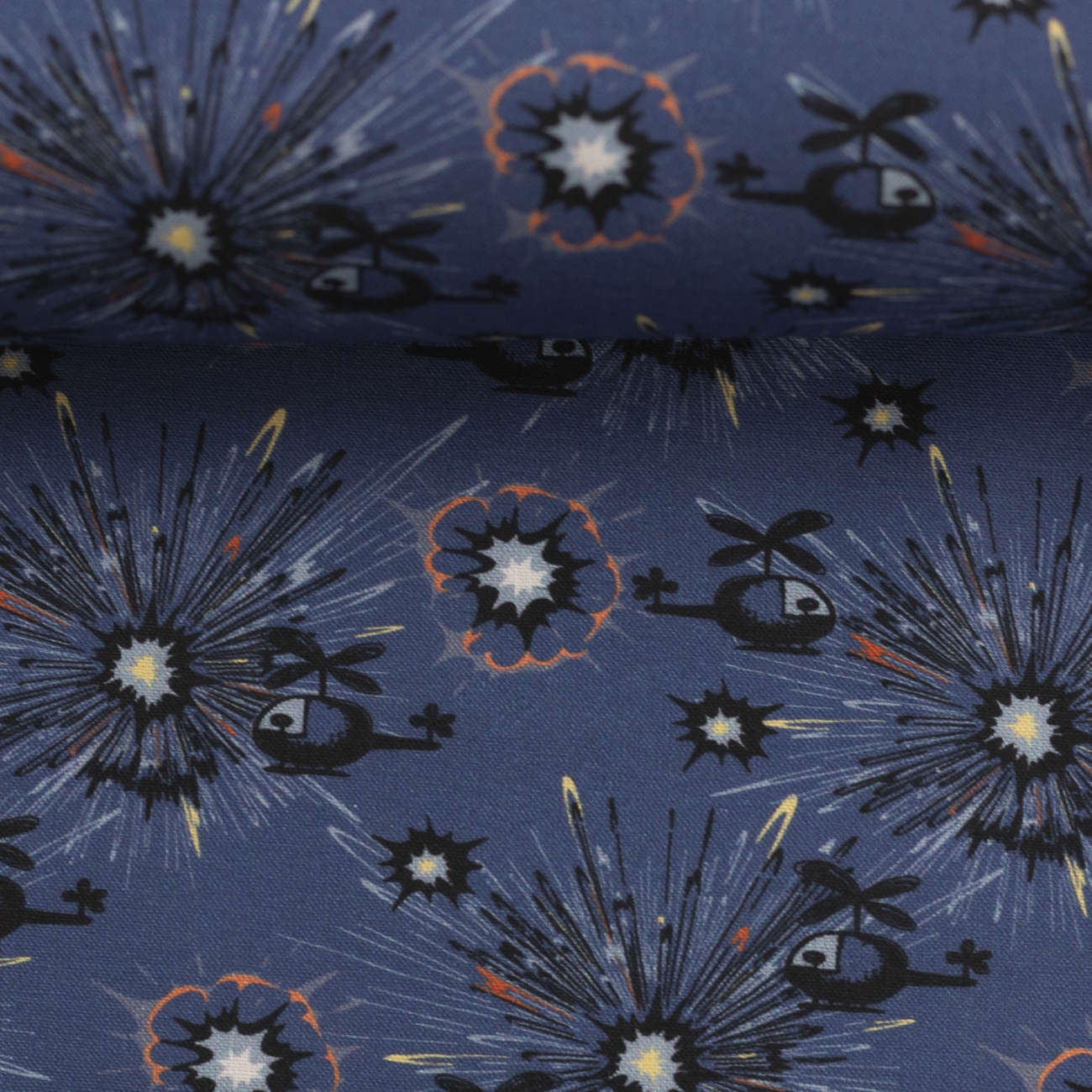 Swafing Baumwolle Webware - Happy Metal by Steinbeck - Hubschrauber