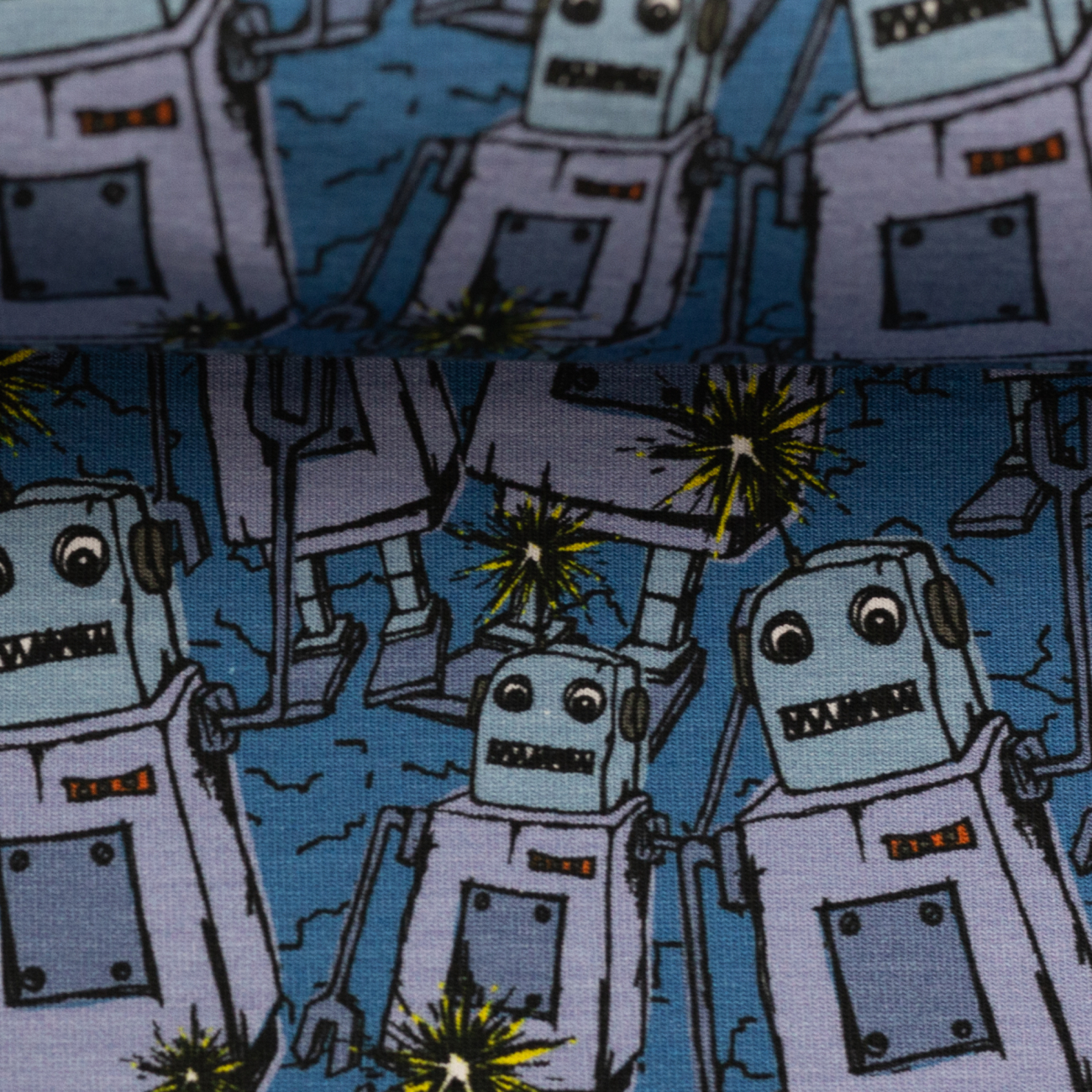 Jersey Swafing - Happy Metal by Steinbeck - Roboter - Reststück 170 cm