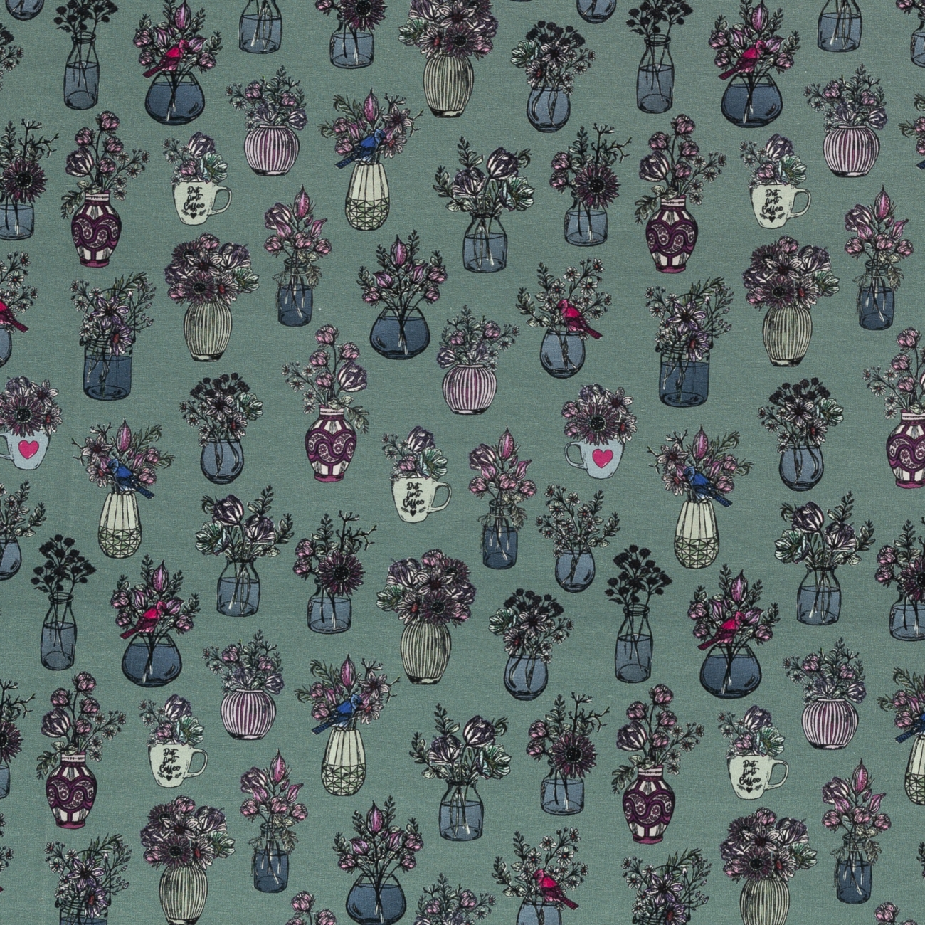 Swafing Sweat -  ALL MY FLOWERS BY LILA-LOTTA - Altgrün