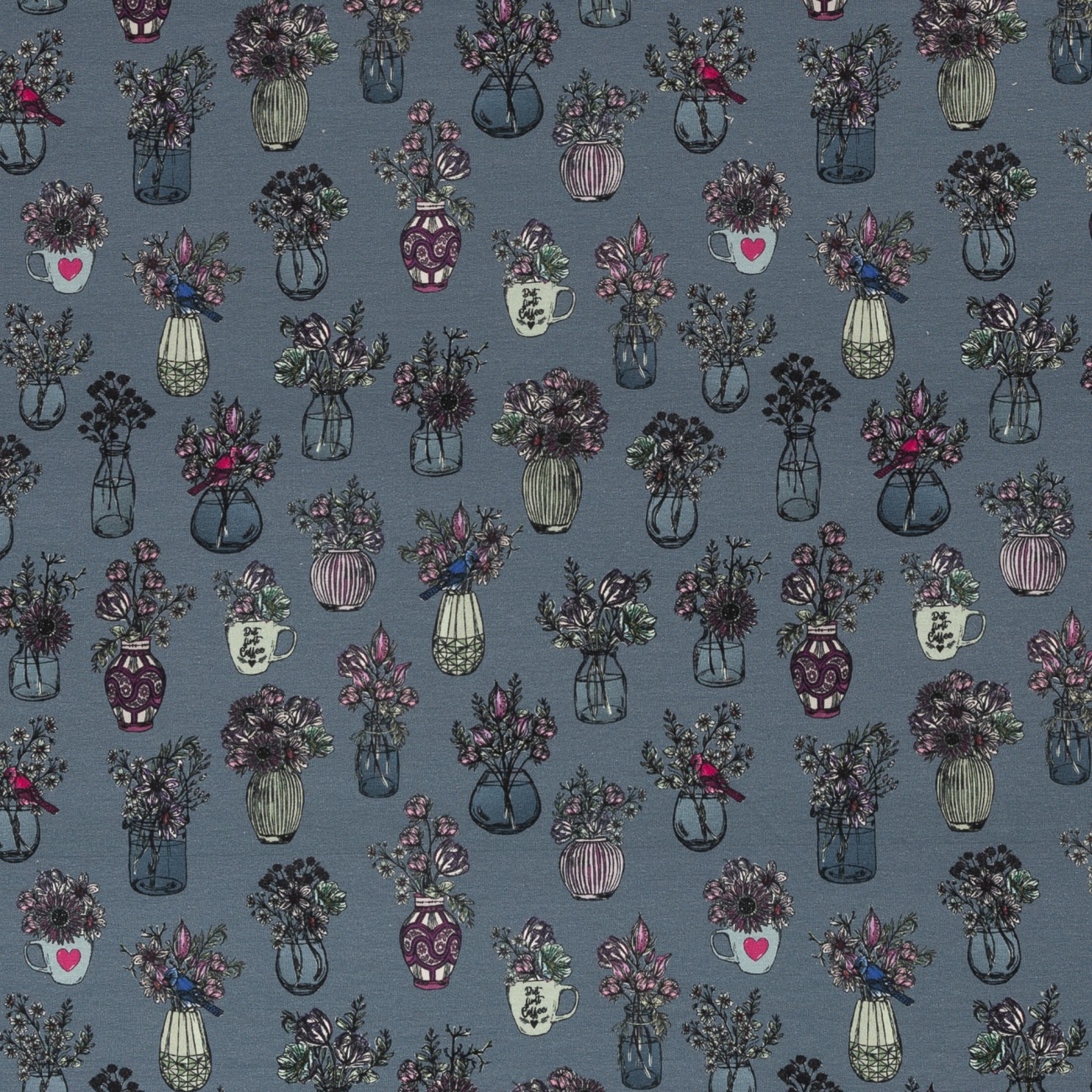 Swafing Sweat - ALL MY FLOWERS BY LILA-LOTTA - Jeansblau