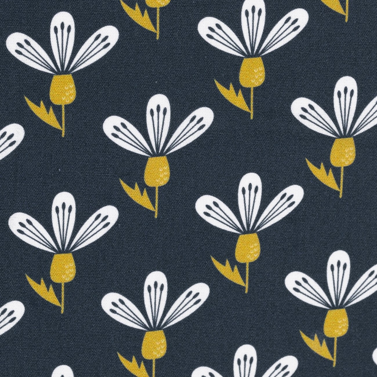 Swafing Baumwolle Webware - Jule - Blumen - Groß - Dunkelblau