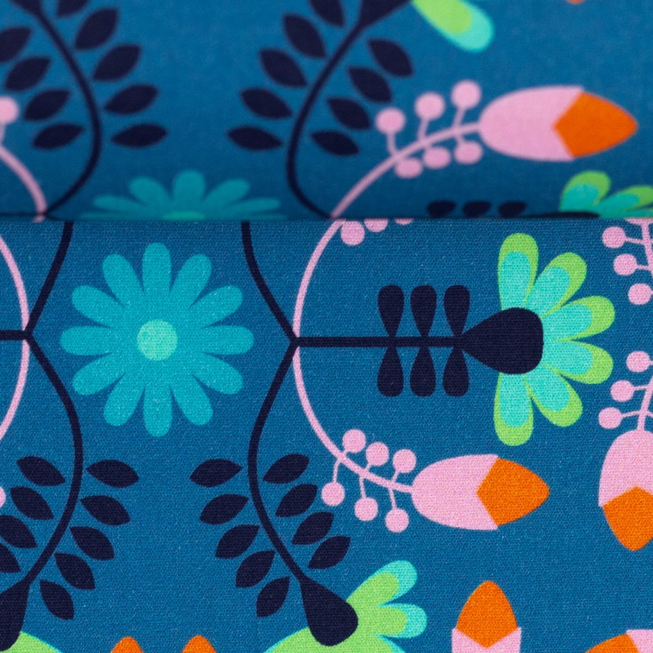 Baumwolle - Samba by Jjolijou - Blumen - Dunkeltürkis