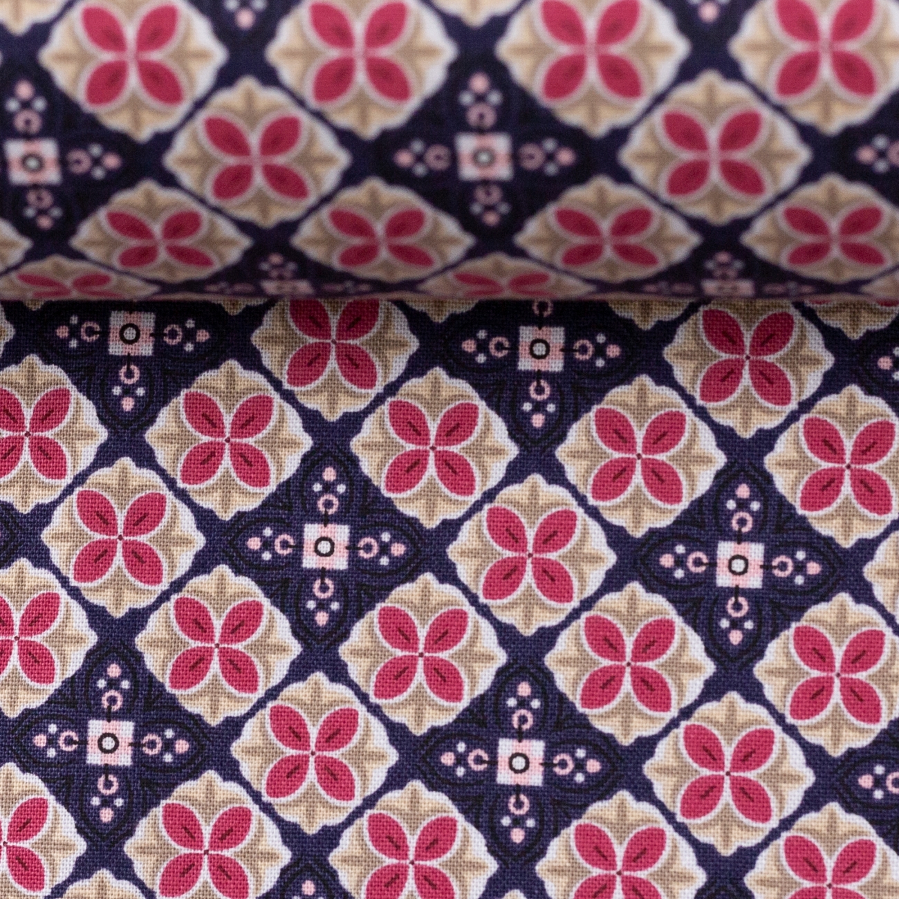 2021 Swafing Baumwolle Webware - Julia - Blütenornament - Dunkelblau