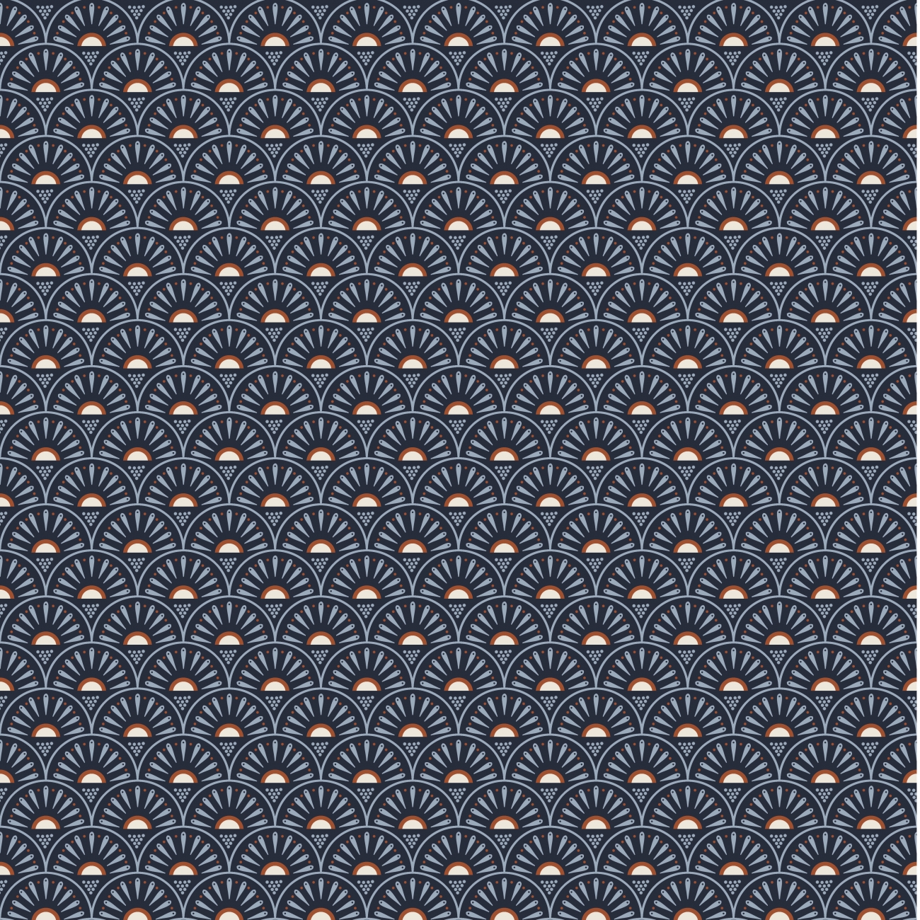 Baumwolle Popeline Retro Grafikblumen - Blau - Reststück ca. 135 cm