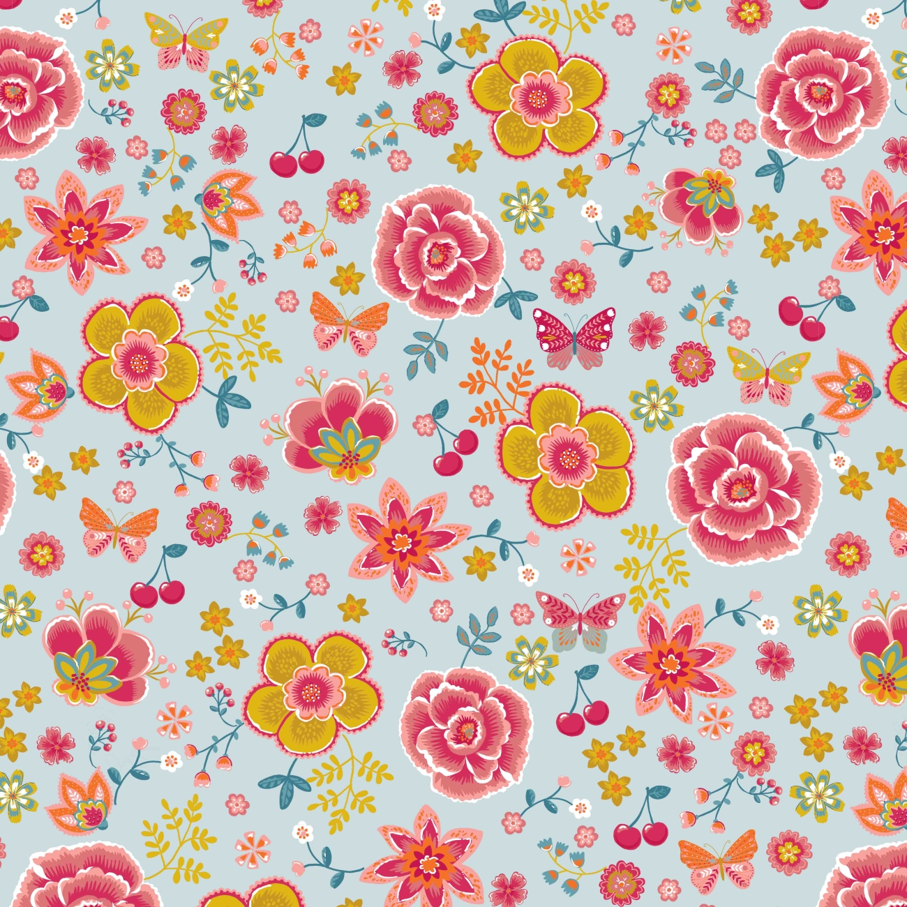 Baumwolle Popeline - Happy Feelings - Hellblau