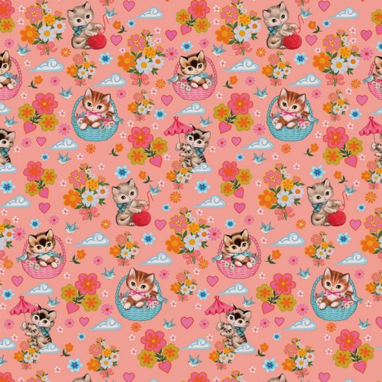 Jersey Digital Fiona Hewitt - KITTENS IN BASKETS - Rosa