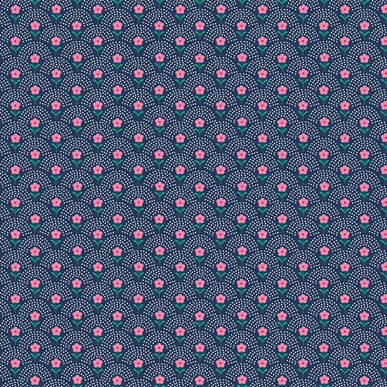 Baumwolle Fiona Hewitt - POPLIN - DELIGHT FLOWER - Marine