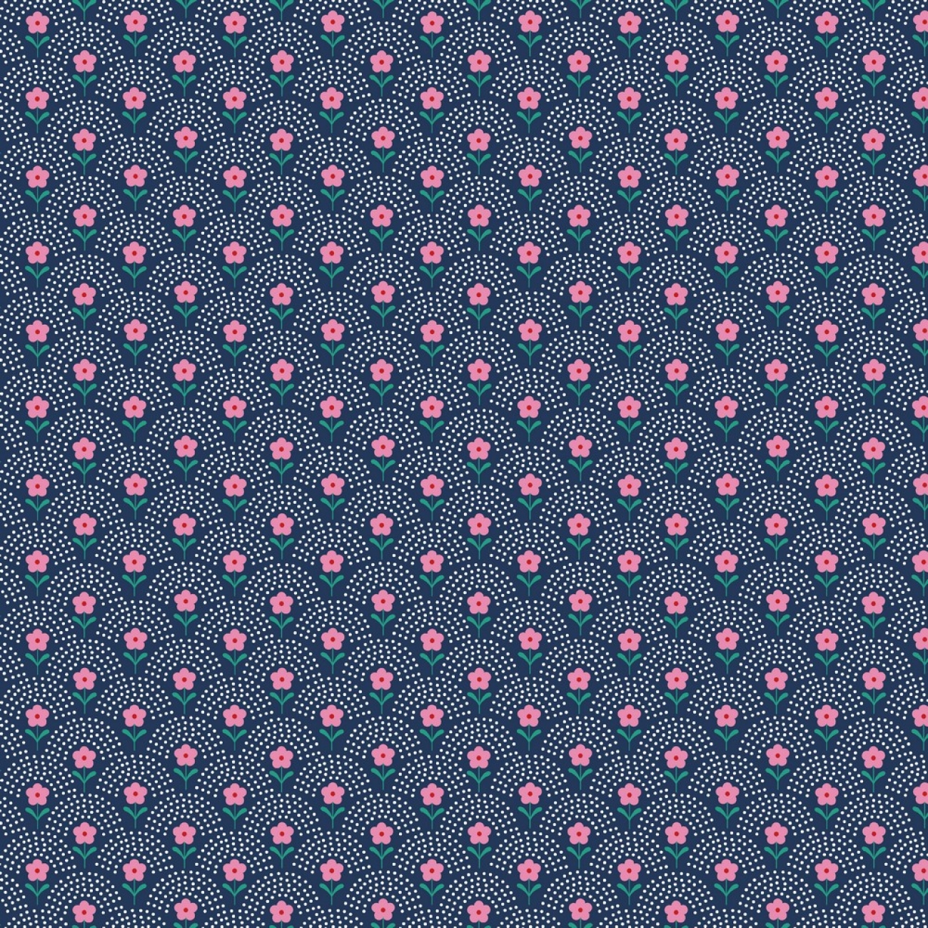 Baumwolle Fiona Hewitt - POPLIN - DELIGHT FLOWER - Marine