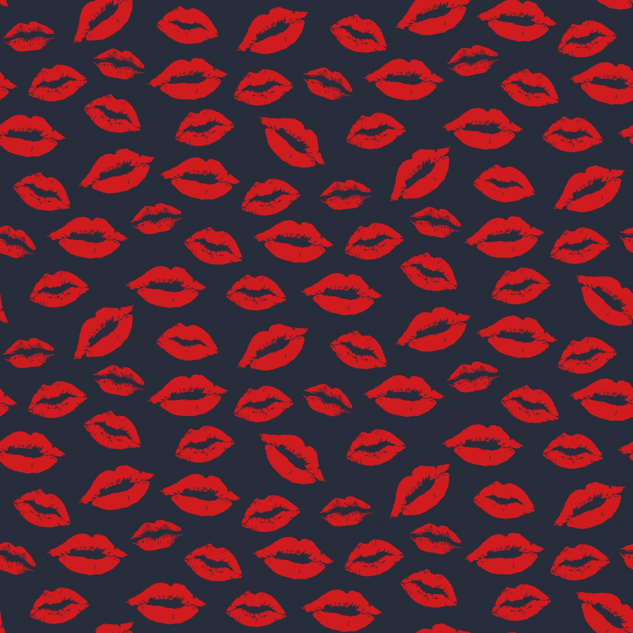 Baumwolle Popeline - Kisses - Navy